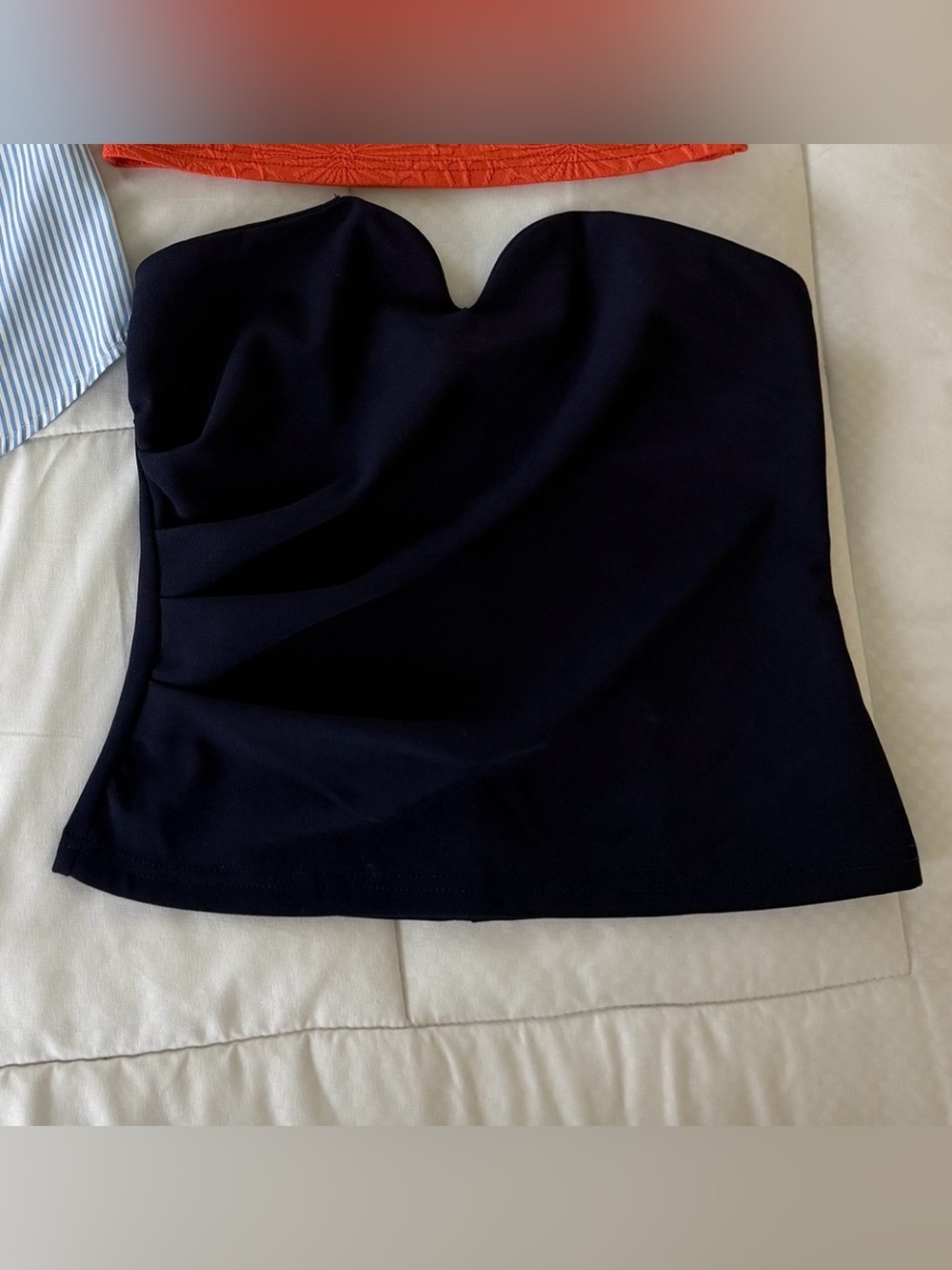 SHEIN Navy Blue Strapless Sweetheart Top